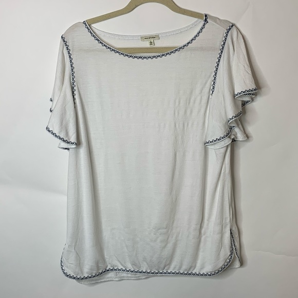 ❌SOLD❌Max Studio White Ruffle Sleeve Blouse Top - Picture 2 of 7